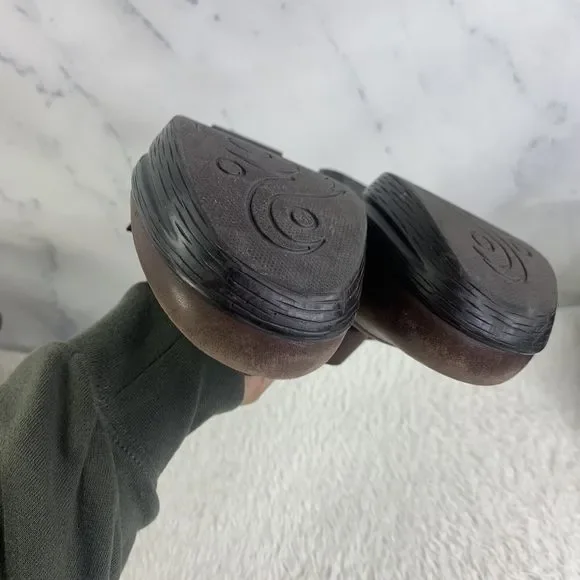 Sanita Womens Nyla Brown Leather Round Toe Wedge Heel Buckle Mary Jane Shoes 38 - Picture 9 of 16